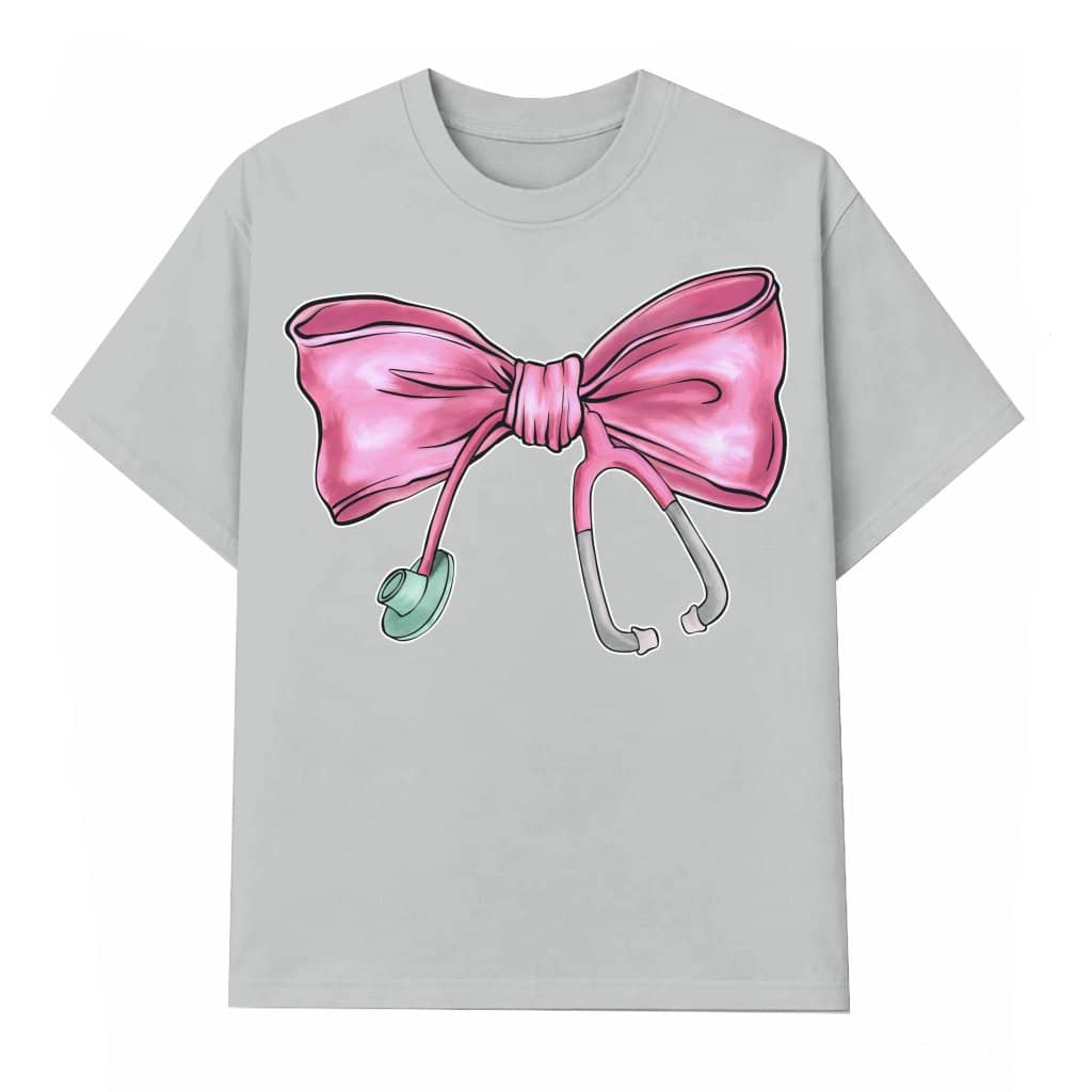 Nurse Stethoscope Bow T-shirt – Nurse Gift for Women Pink Nurse Life