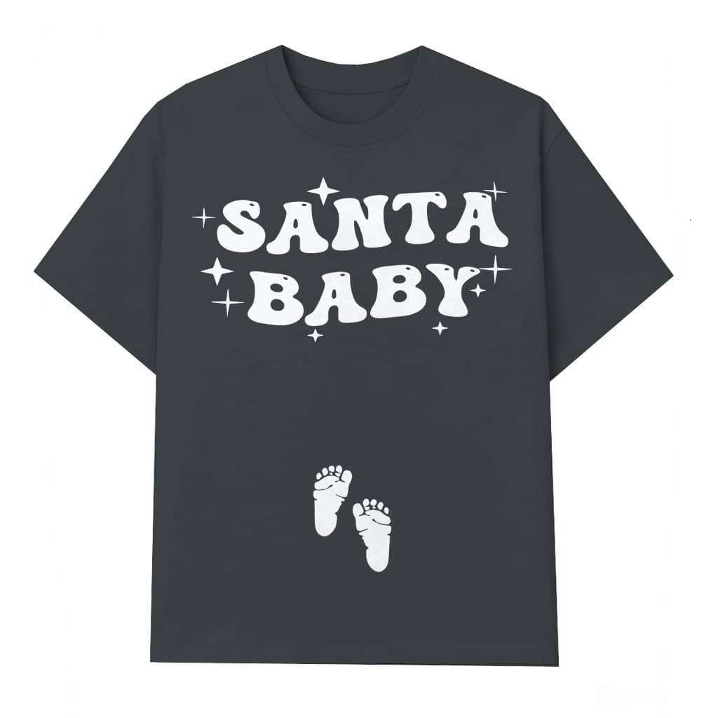 Santa Baby T-shirt – Christmas Pregnancy Announcement Gift for Expecting Mom