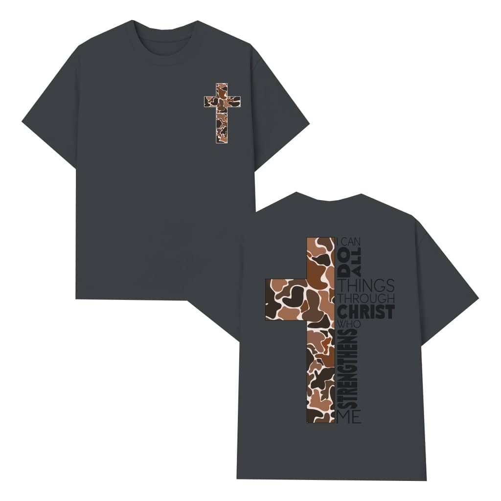 Christian Camo Cross T-shirt – Christian Gift for Believers Philippians Verse