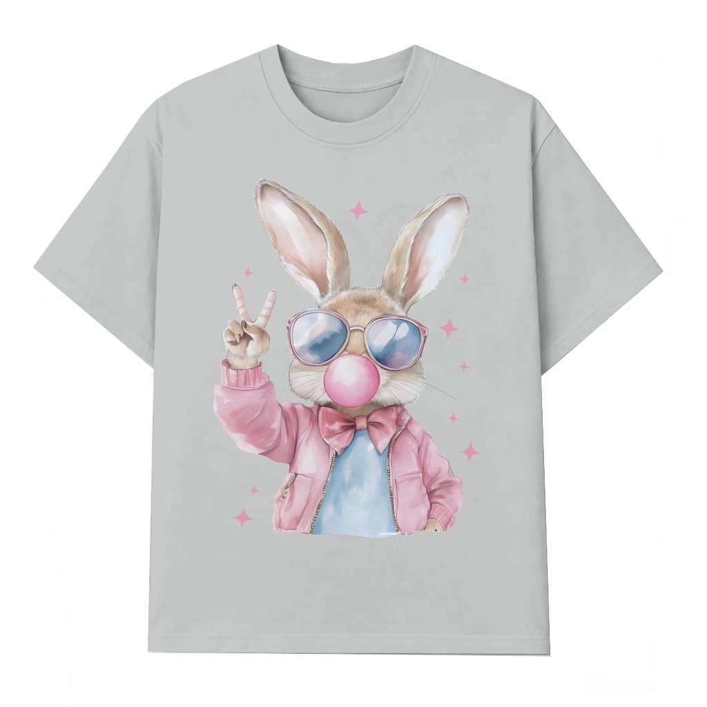 Funny Retro Easter Bunny Blowing Bubble T-shirt – Easter Gift Coquette