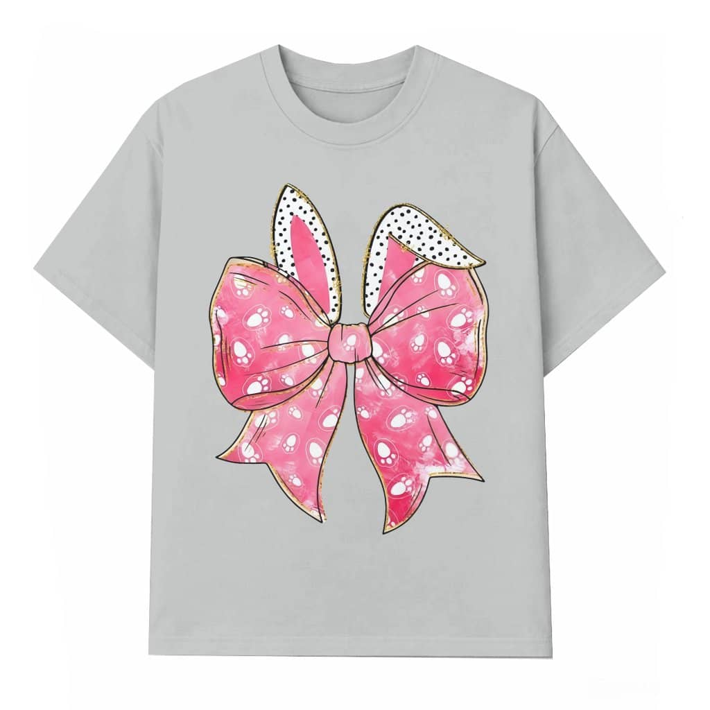 Easter Bunny Bow T-shirt – Easter Gift for Girls Cute Pink Bow Bunny Ears