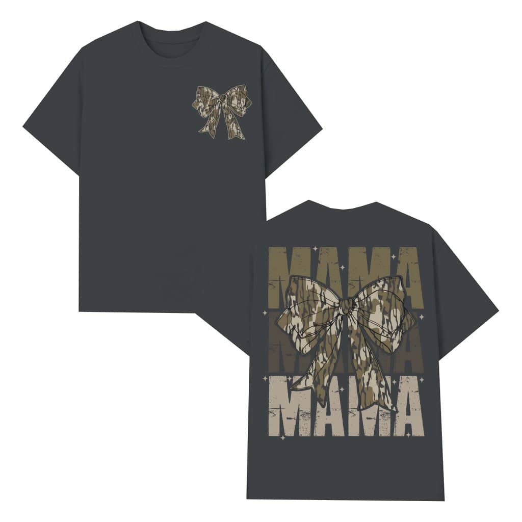 Mama Hunting Wife T-shirt – Camo Coquette Bow Gift for Wife