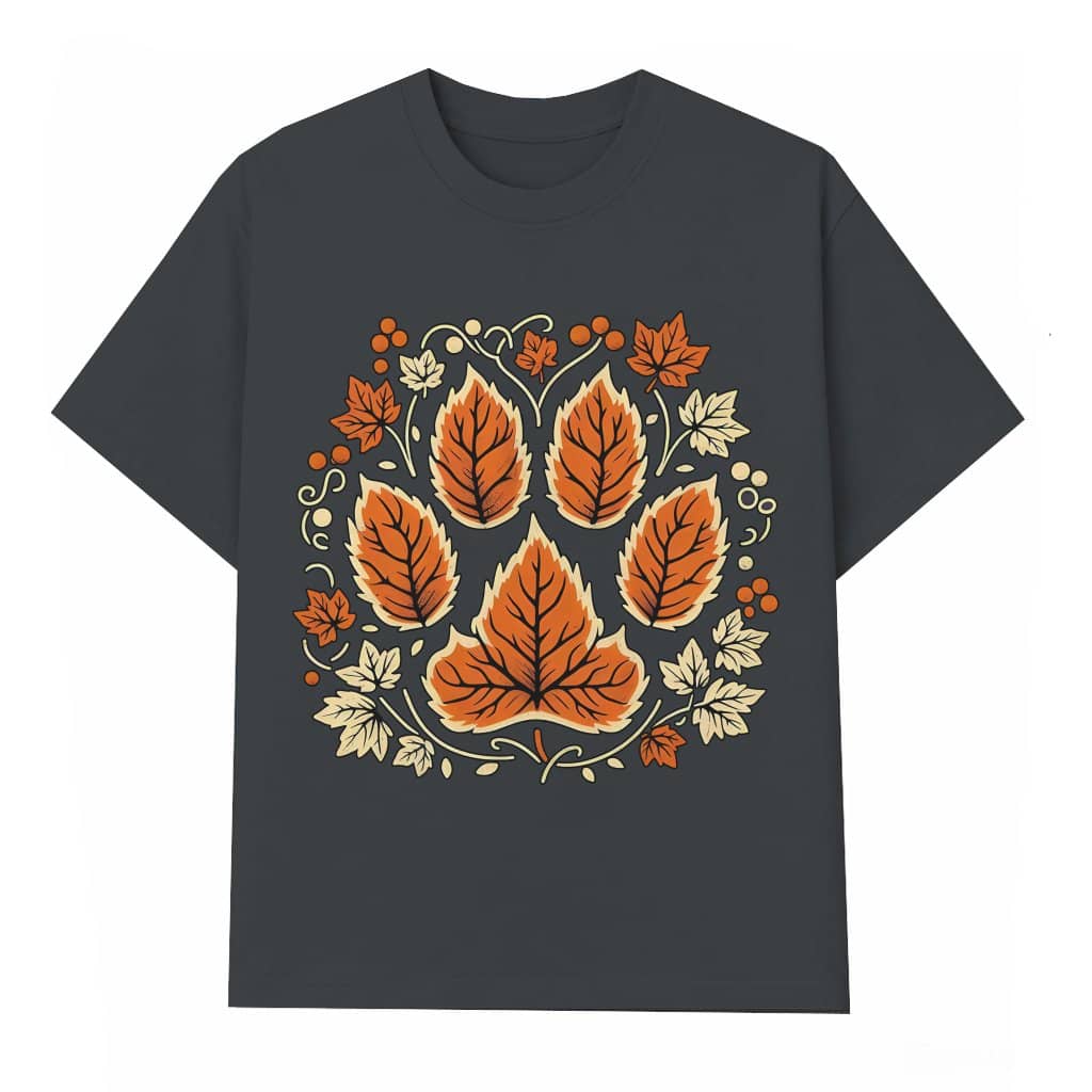 Fall Leaf Paw T-shirt – Halloween Gift for Dog Mom Cute