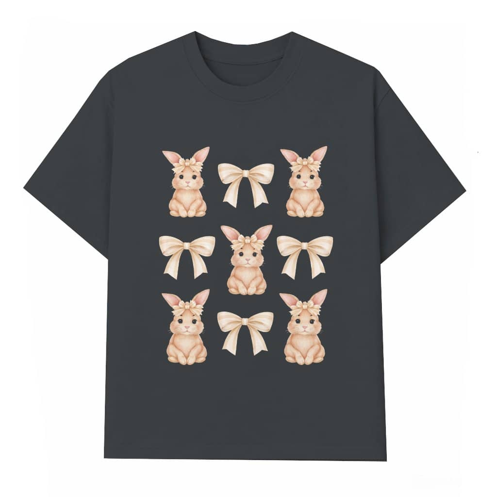 Coquette Bow Bunny T-shirt – Easter Gift for Women Cute