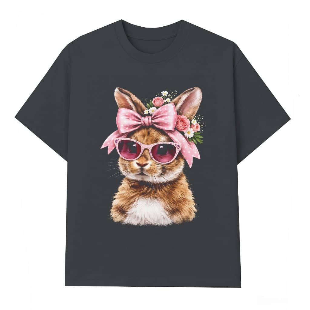 Cute Floral Coquette Bow Bunny Shirt - Easter Bunny Shirts Womens - T-shirt