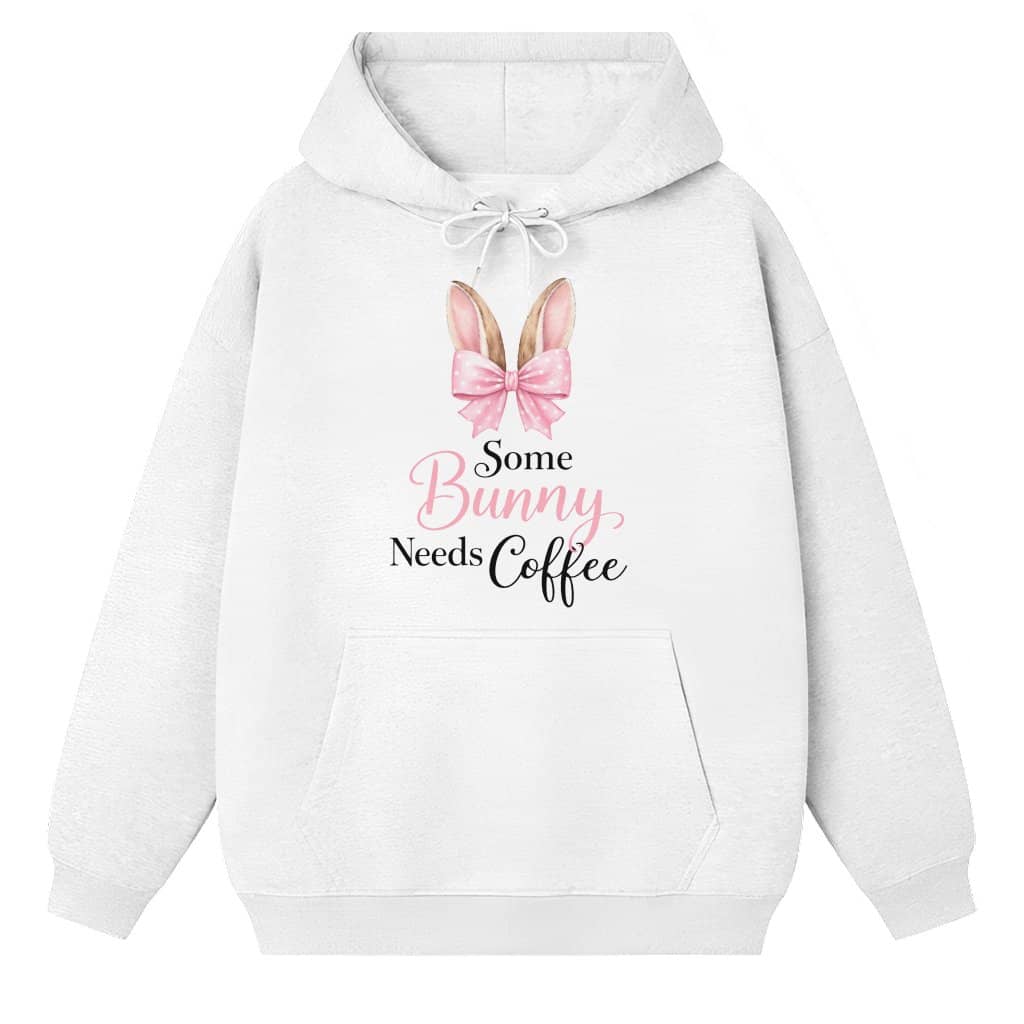 Some Bunny Needs Coffee Hoodie – Easter Gift for Women Coquette Bow Funny