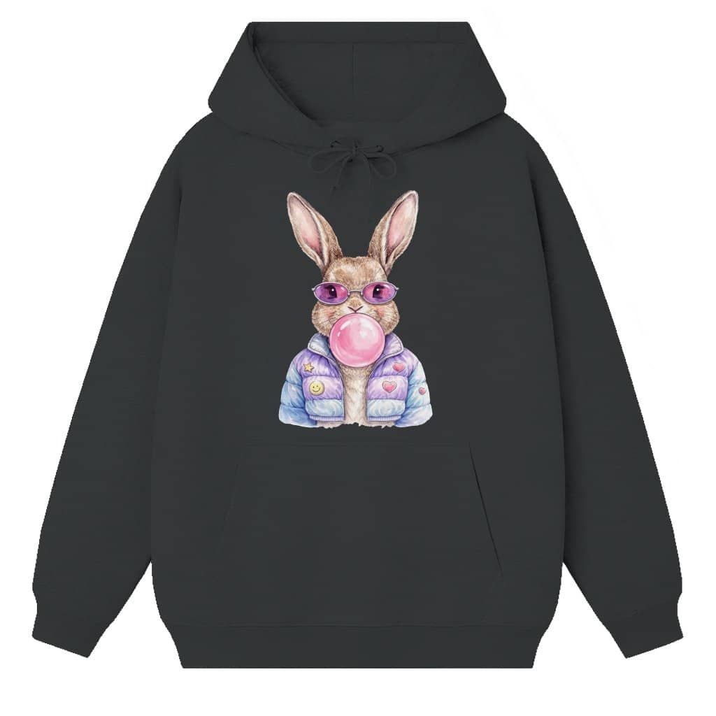 Pink Sunglass Bubble Gum Bunny Hoodie – Funny Easter Gift for Women