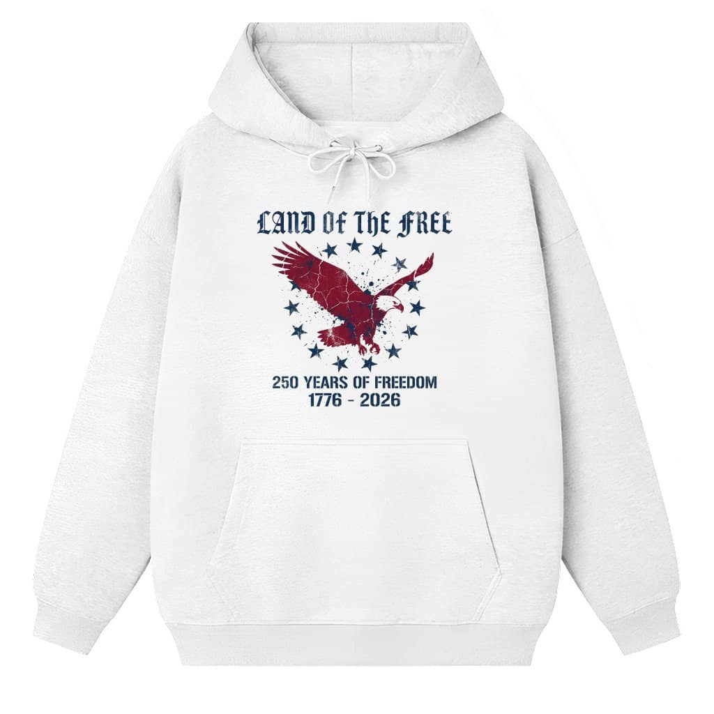Retro Land of the Free USA 1776 Patriotic Eagle Hoodie – 4th of July Gift for Men & Women