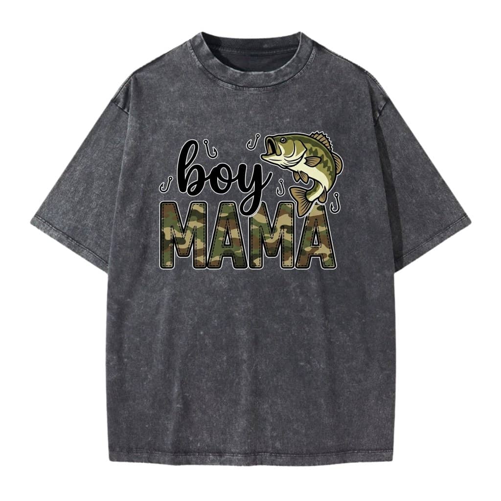 Camo Boy Mama Reel Cool Fishing Wash Tee – Mother's Day Gift for Mom