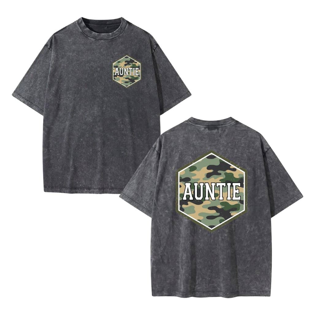 Camo Auntie Wash Tee – Mother's Day Gift for Aunt 2 Sided