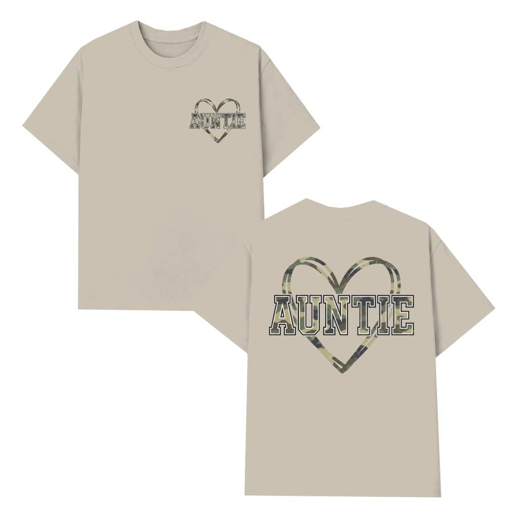 Heart Camo Auntie T-Shirt Mothers Day - Mother's Day Gift for Aunt