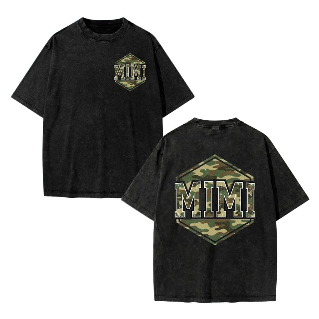 Vintage Camo Mimi Hexagon Wash Tee - Perfect Mother's Day Gift for Grandma