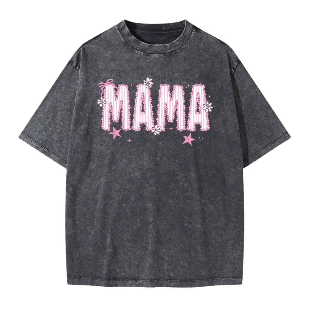 Pink Coquette Stripe Mama Wash Tee - Lovely Mother's Day Gift for Mom