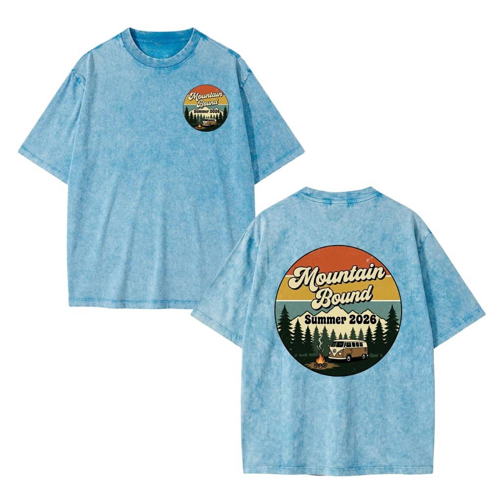 Vintage Mountain Bound Summer 2026 Wash Tee - Mountain Vacation Gift for Hiking Lovers