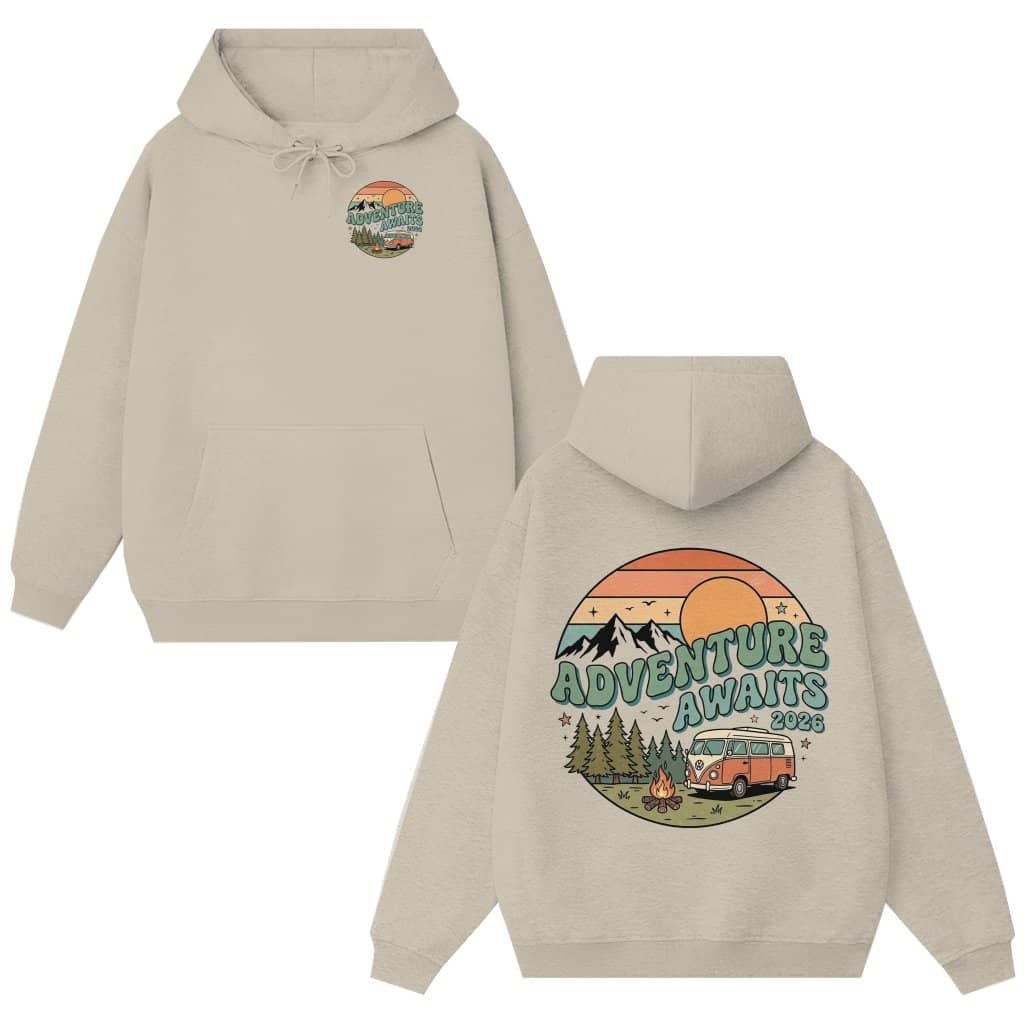 Vintage Adventure Awaits 2026 Hoodie - Camping Vacation Gift for Hiking Lovers