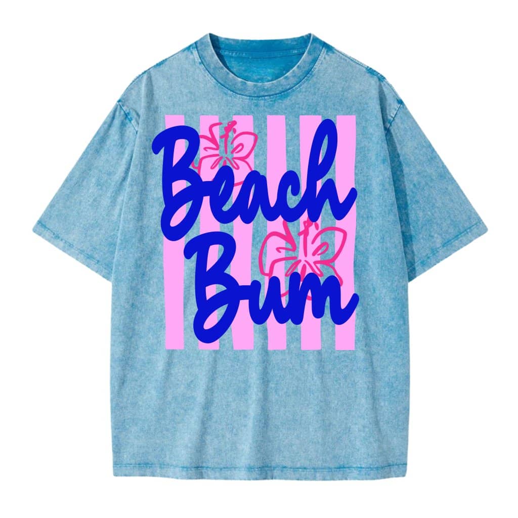 Stripes Beach Life Beach Buum Wash Tee - Cute Summer Vibes Gift for women, Beach Holiday Lovers