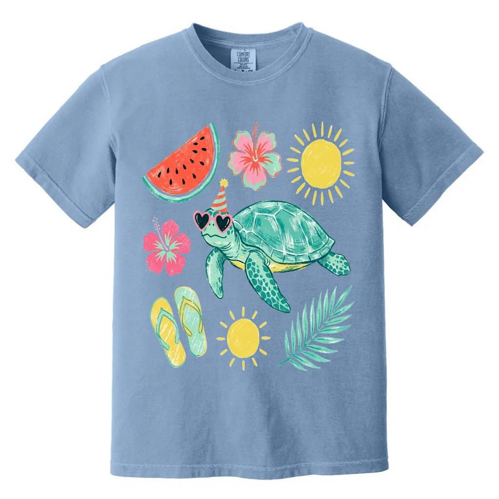 Vintage Sea Turtle Beach Comfort Colors Shirt - Funny Summer Vacation Gift for men & women, Beach Lovers