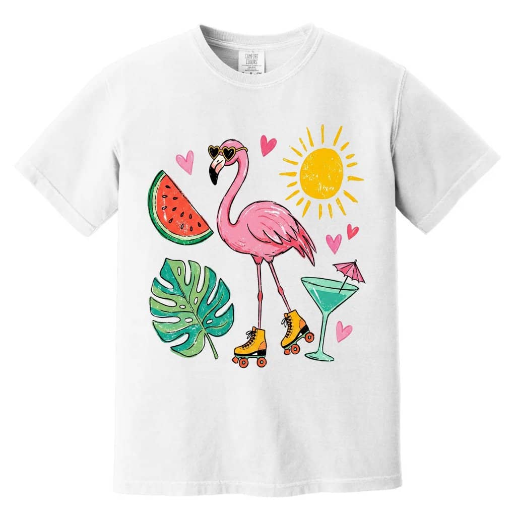 Comfort Colors Summer Vibes Flamingo Shirts for women - Cute Summer Vacation Gift for Flamingo Lovers