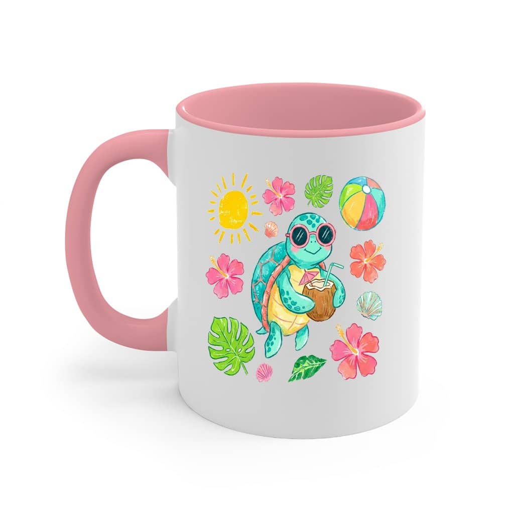 Cute Sea Turtle Accent Mug - Turtle Drinking Coconut Mug - Perfect Gift for Turtle Lovers on Summer Vacation