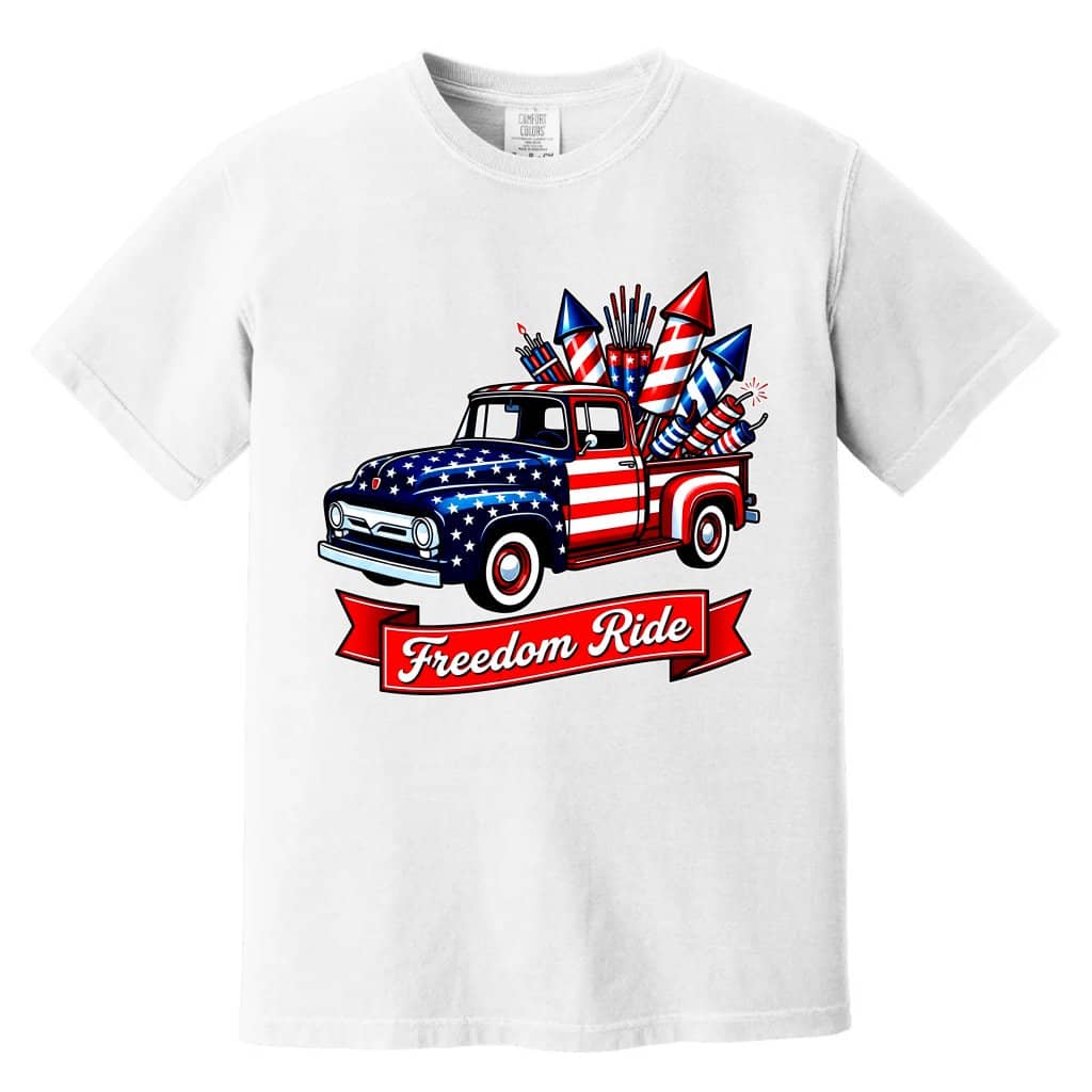 Freedom Ride USA Fireworks Truck Comfort Colors Shirt - Perfect Independence Day Gift for men & women