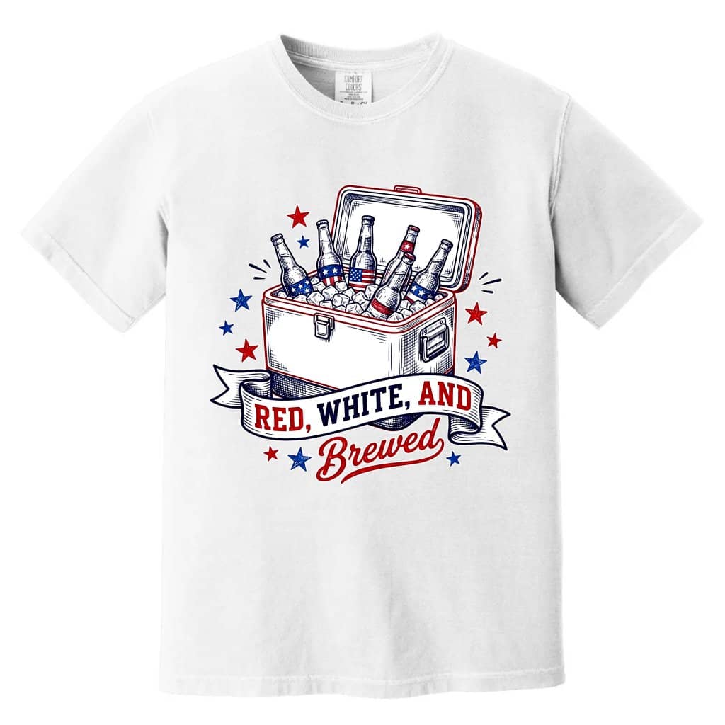 Vintage Red White and Brewed Comfort Colors Shirt - American 4th of July Beers Shirt - Ideal Patriotic Gift for men & women