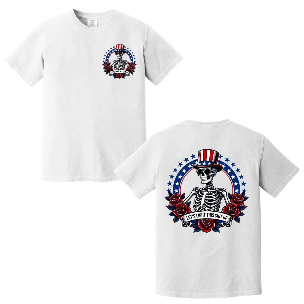 Comfort Colors 4th of July Skeleton American Flag Shirt - Funny American Independence Day Gift for men & women