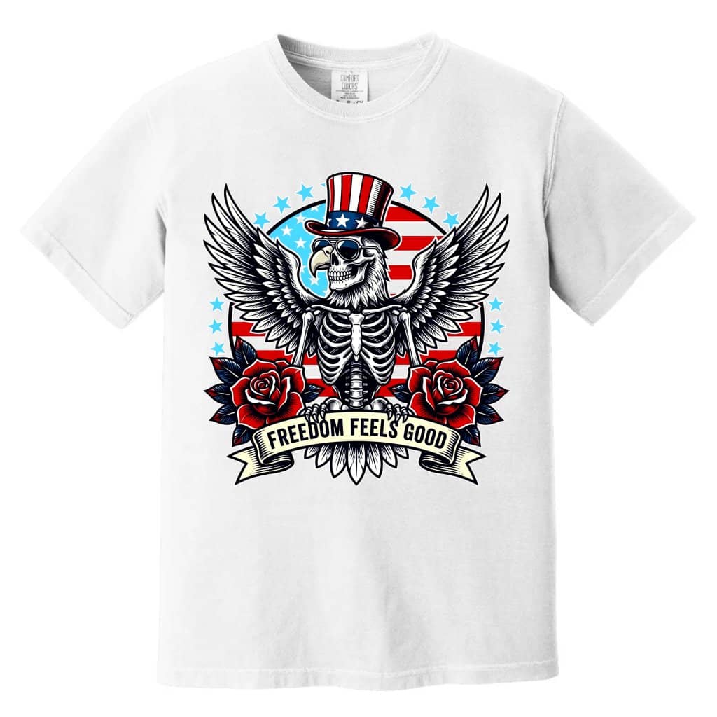 Comfort Colors Freedom Feels Good Patriotic American Eagle Shirt - Cool Men's 4th of July Gift for men women