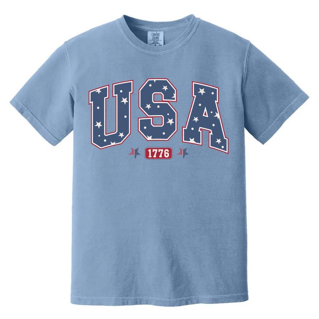 Comfort Colors USA 1776 Fourth of July Shirt - USA Flag Patriotic Gift for men and women