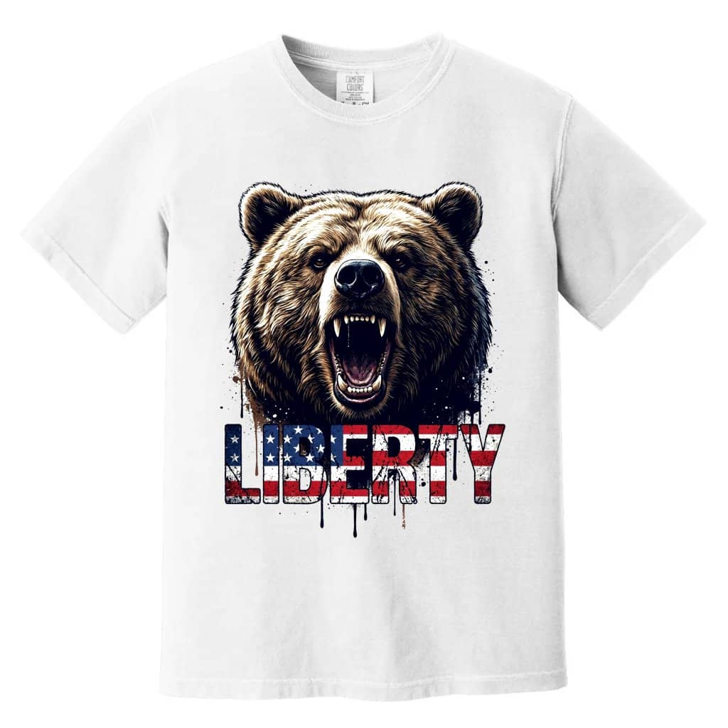 Comfort Colors Liberty Patriotic Bear American Flag Shirt - Cool 4th of July Independence Day Gift for Bear Lovers
