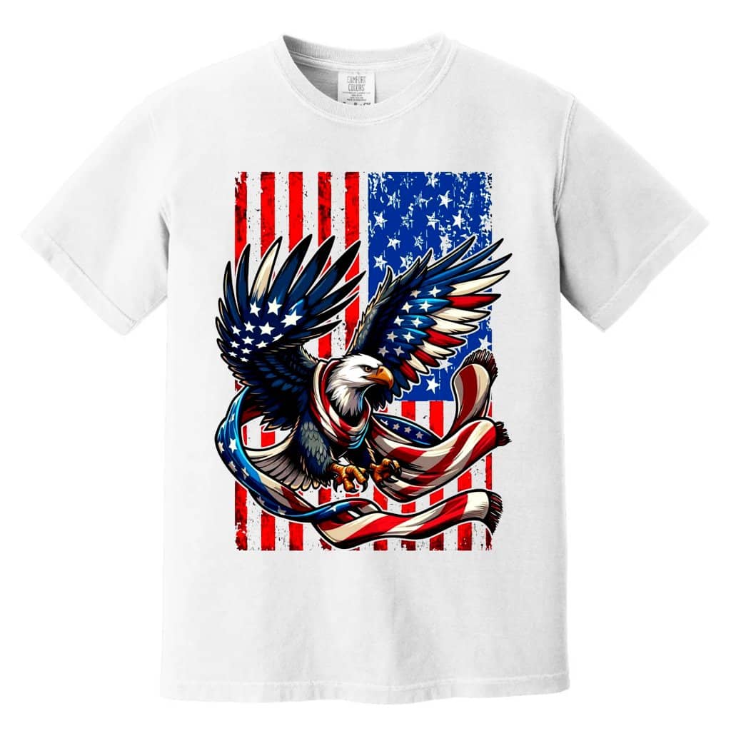 Comfort Colors 4th of July American Eagle Flag Shirt - Funny USA Independence Day Gift for men women