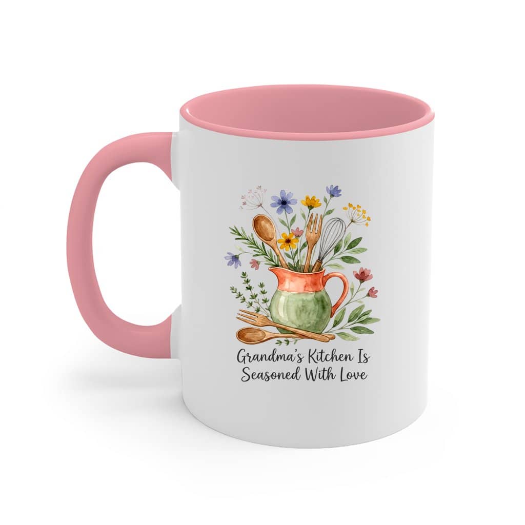 Vintage Grandma's Kitchen Is Seasoned With Love Accent Mug - Grandma's Garden Gift for Nana