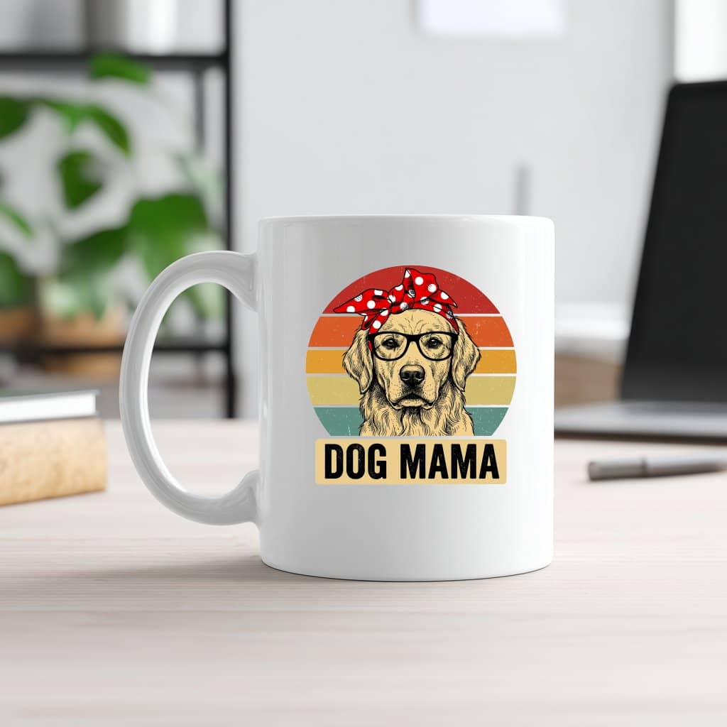 Vintage Dog Mama Mug - Cute Retriever Golden Dog Sunset Coffee Mug - Mother's Day Gift for Dog Lovers