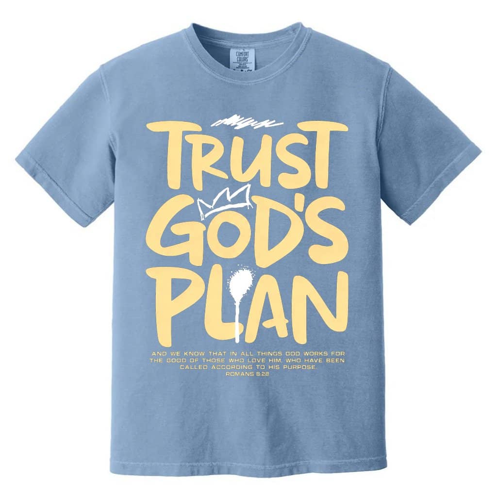 Comfort Colors Retro Classic Style Trust God's Plan Shirt - Funny Christian Gift for Him & Her
