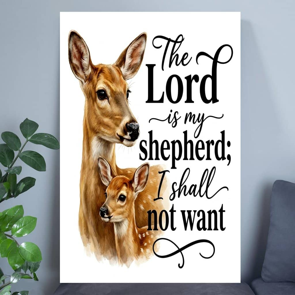 The Lord Is My Shepherd I Shall Not Want Lord Shepherd Poster Wall Art - Sika Deer Christian Wall Decor - Christian Gift for Him