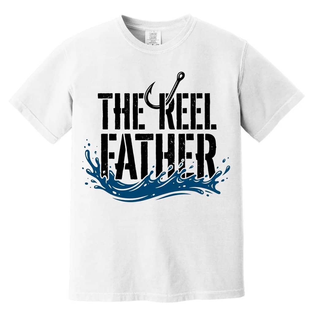 Comfort Colors Retro Reel Father Shirt - Fishing Dad Hooker Shirt - Funny Father's Day Gift for Fishing Lovers