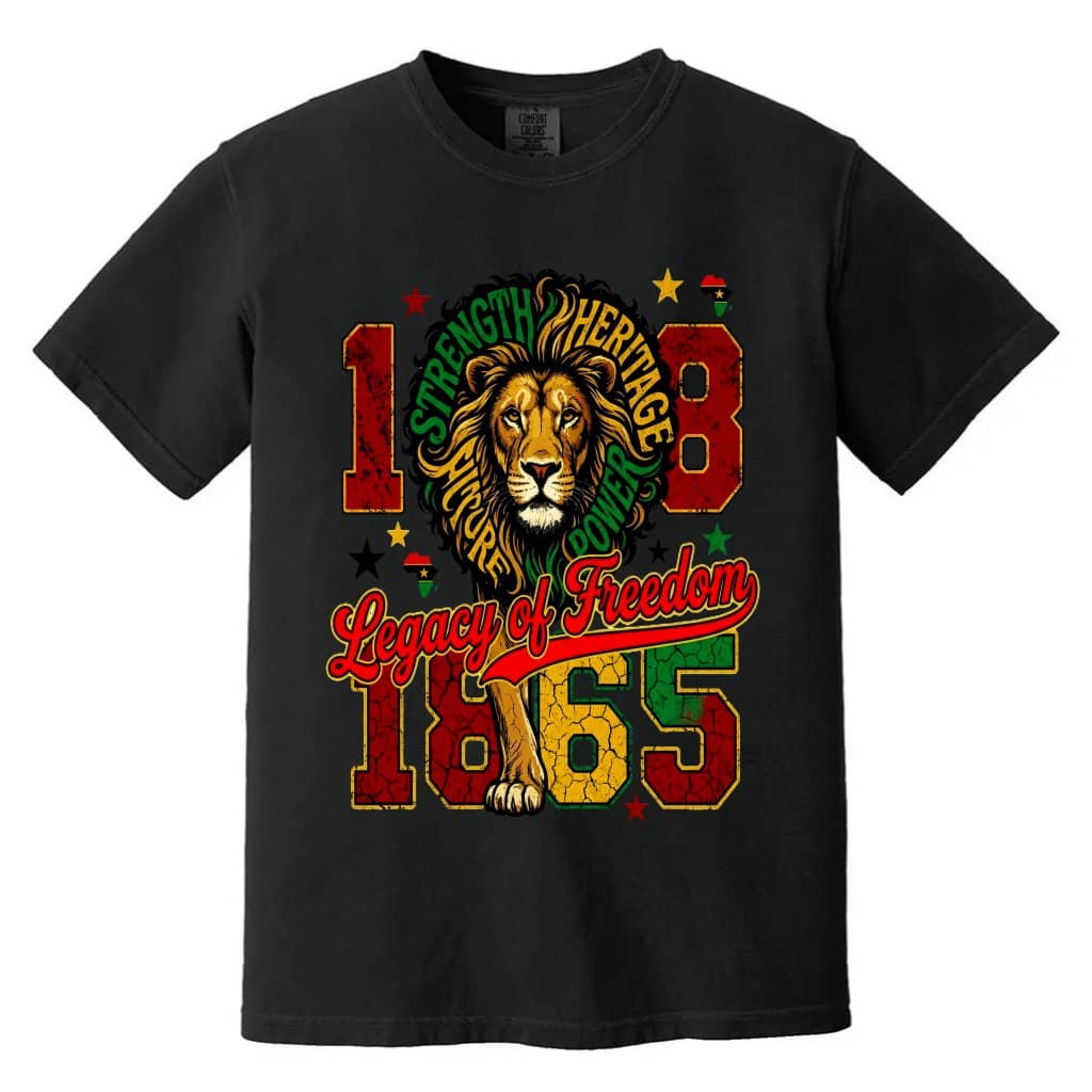 Comfort Colors Retro 1865 Legacy of Freedom Lion Juneteenth Shirt - African America Pride Gift for Him & Her
