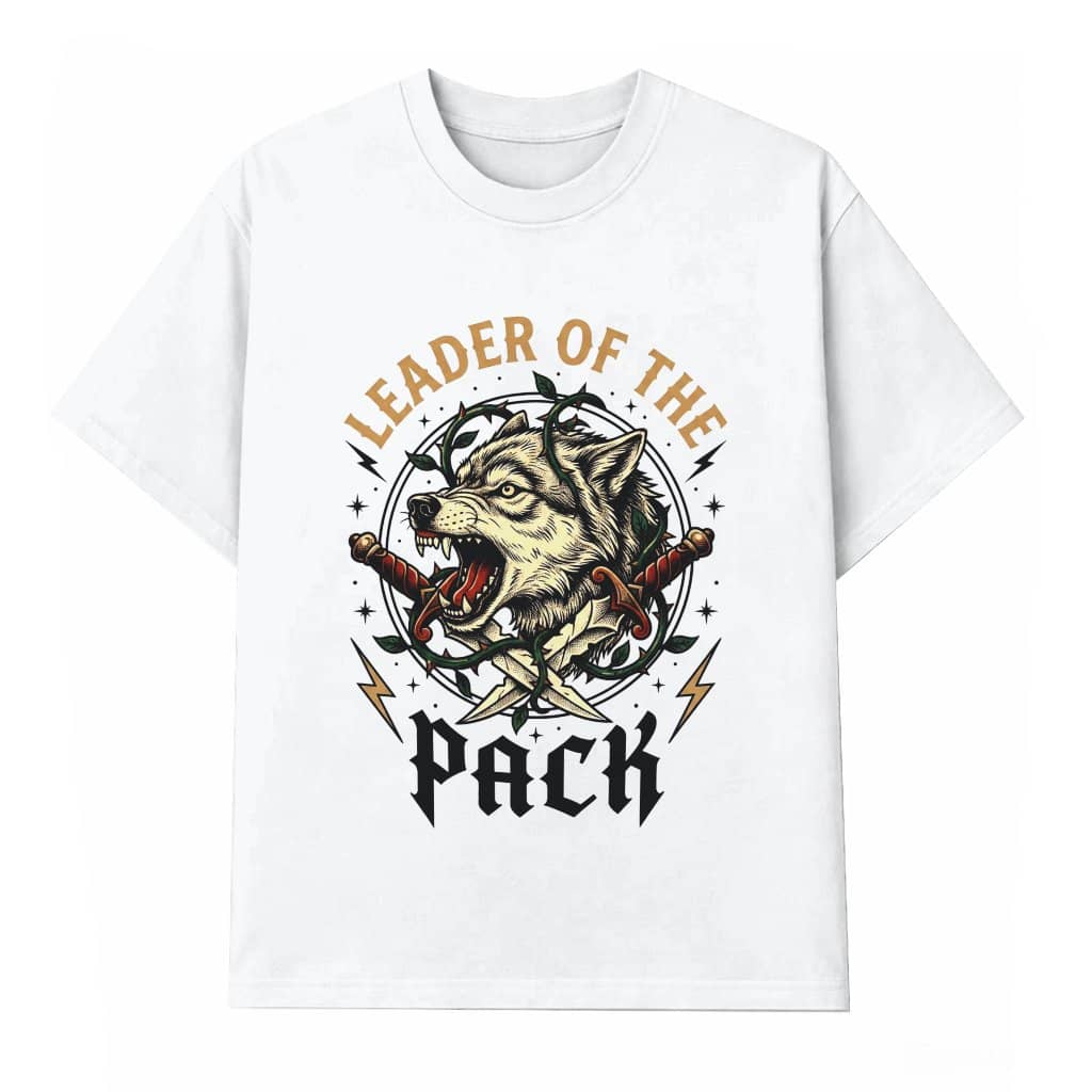 Vintage Leader of the Pack Dad Wolf T-Shirt - Wolf Lovers Gift for Dad