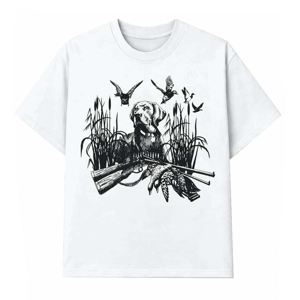 Vintage Sketching Artwork Dog Hunting T-Shirt - Dad Hunting Gift for men