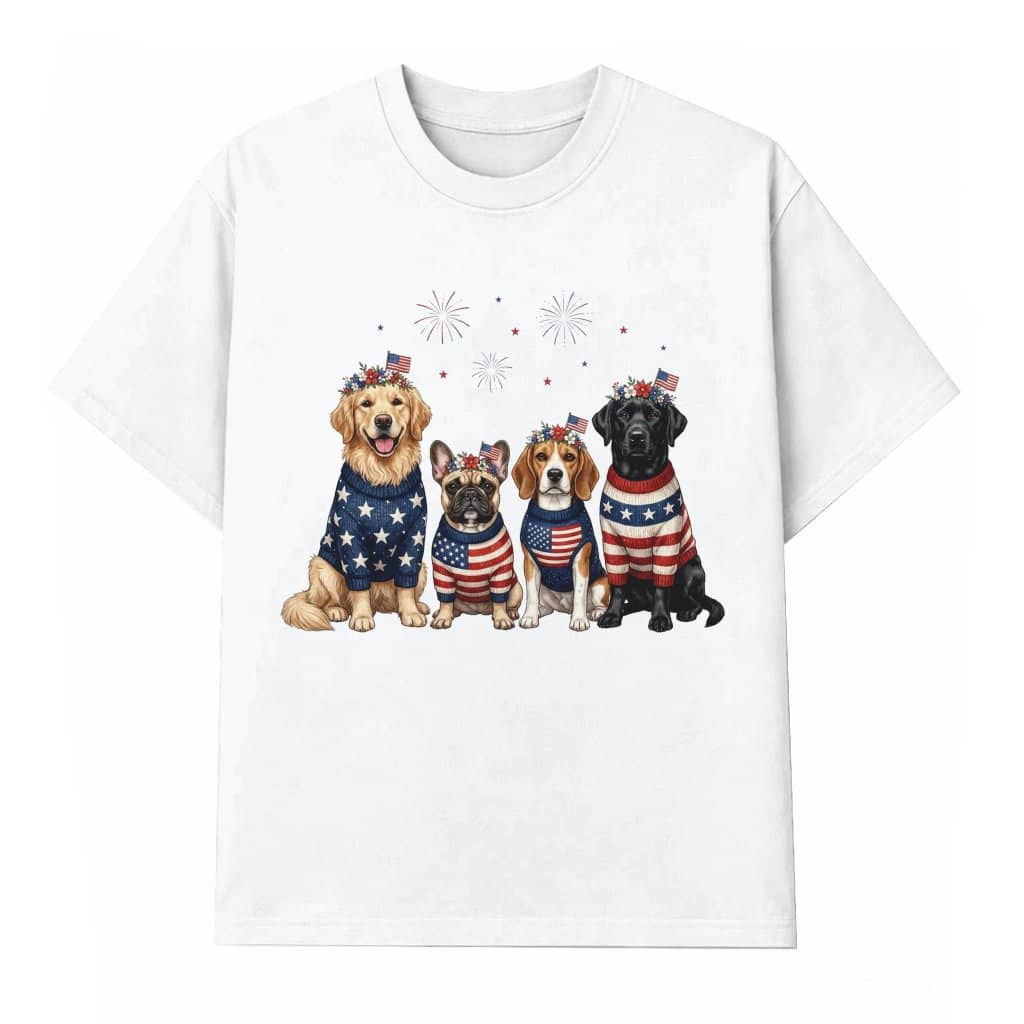 Patriotic Dog T-Shirt - American Dog Matching Family 4th of July Gift for Dog Lovers