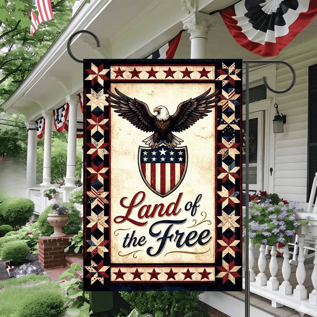 Vintage Land of the Free American Eagle Patriotic Flag - Independence Gift for Him & Her
