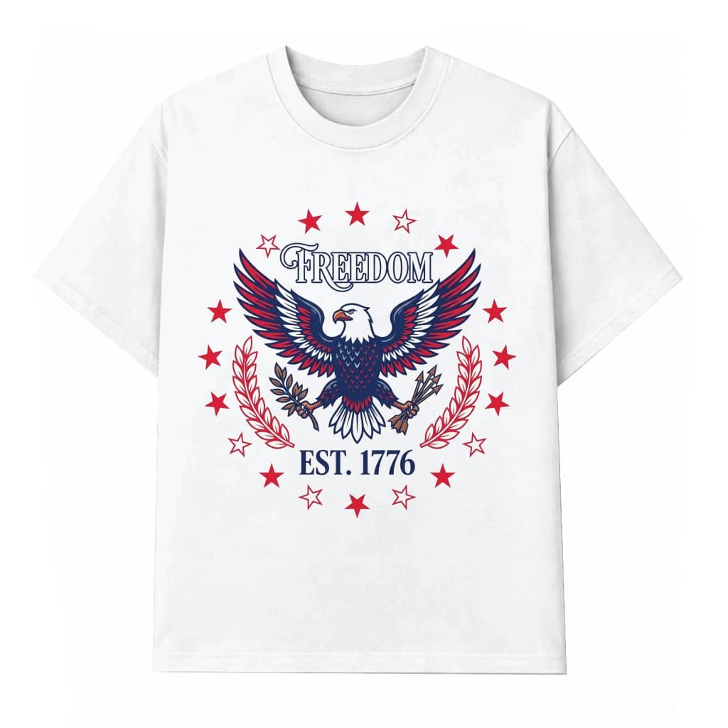 Freedom est 1776 America Eagle Patriotic T-Shirt - Independence Day Gift for Him