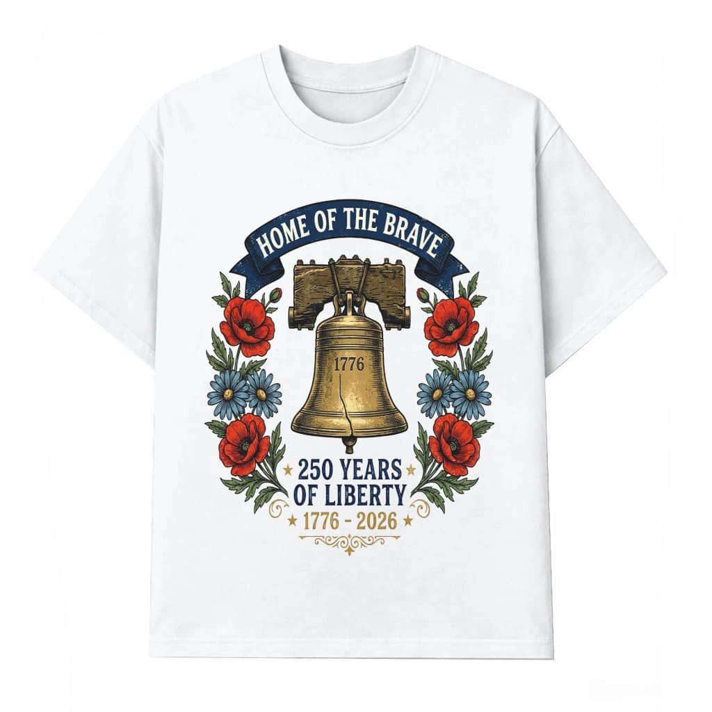 Home Of Brave USA 250 Years of Liberty T-Shirt - 4th of July Gift for Her