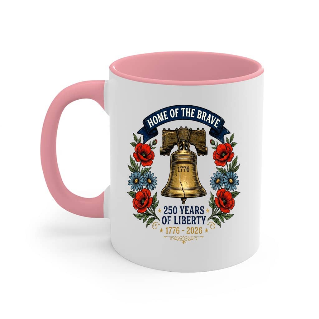Home Of Brave USA 250 Years of Liberty Accent Mug - 4th of July Gift for Her
