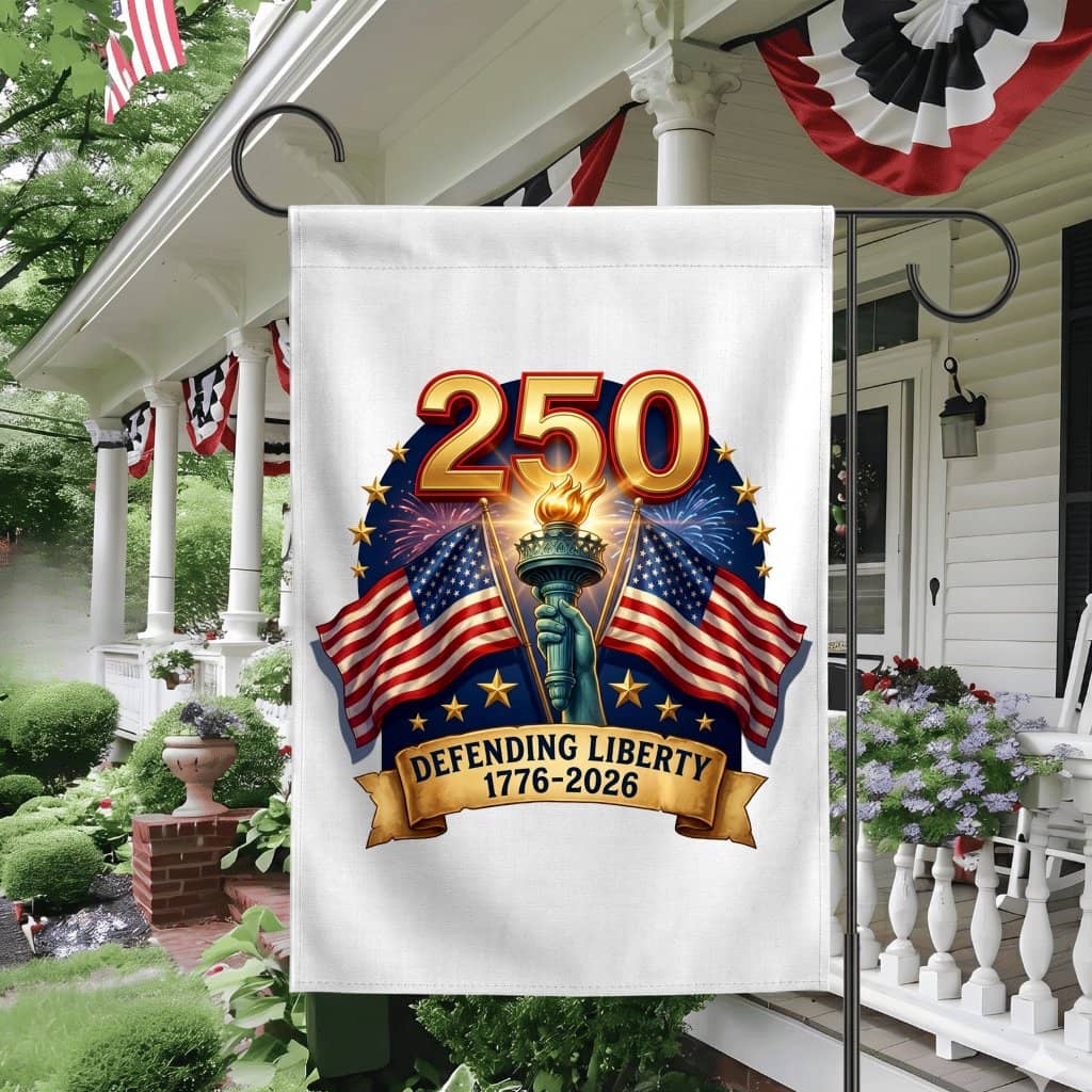 USA 250th Anniversary Garden Flag - 4th of July Patriotic Gift for Him & Her