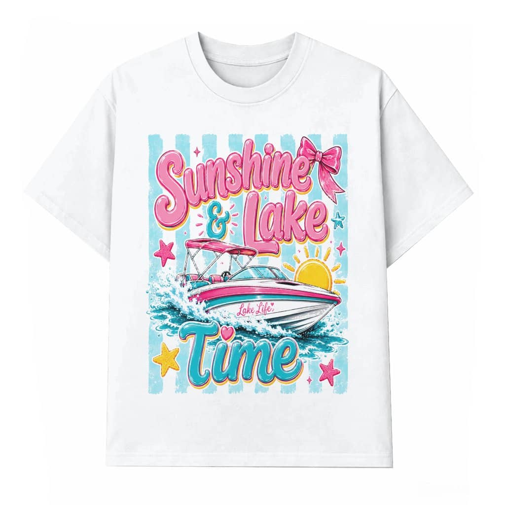 Sunshine & Lake Time Funny Boat Trip T-Shirt - Summer Vacation Gift for Her