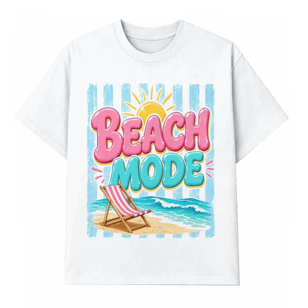 Blue Stripes Beach Mode Summer Vacation T-Shirt - Summer Vibes Gift for Her