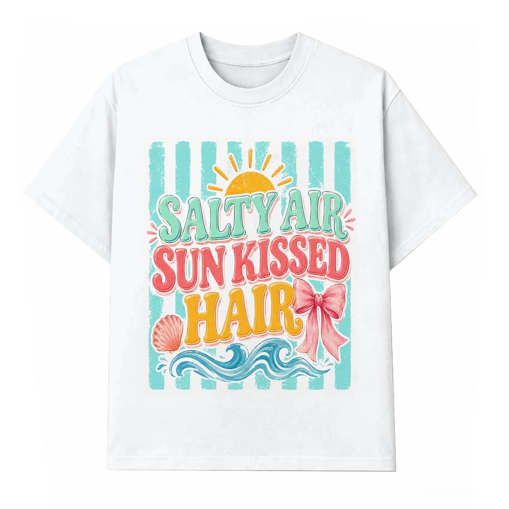 Vintage Salty Air Sun Kissed Hair Beach Holiday T-Shirt - Summer Gift for Her