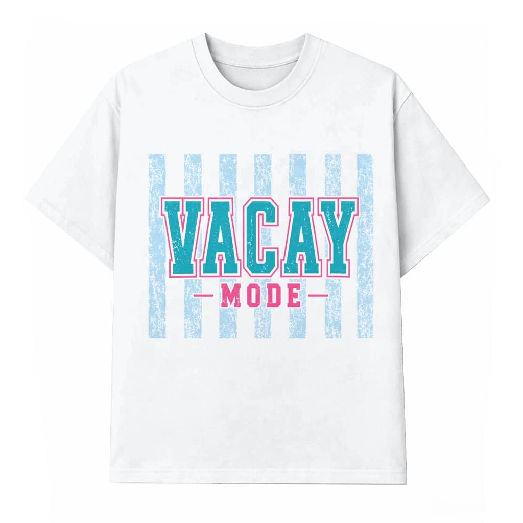 Retro Striped Vacay Mode Summer Vacation T-Shirt - Summer Vibes Gift for Her