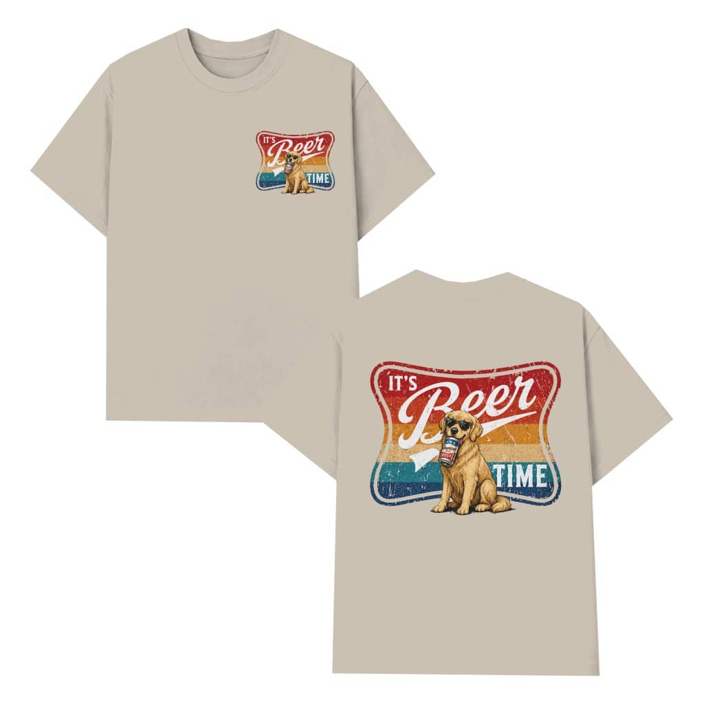 It's Beer Time Golden Retriever Drinking T-Shirt - Ideal Gift for Beer Lovers