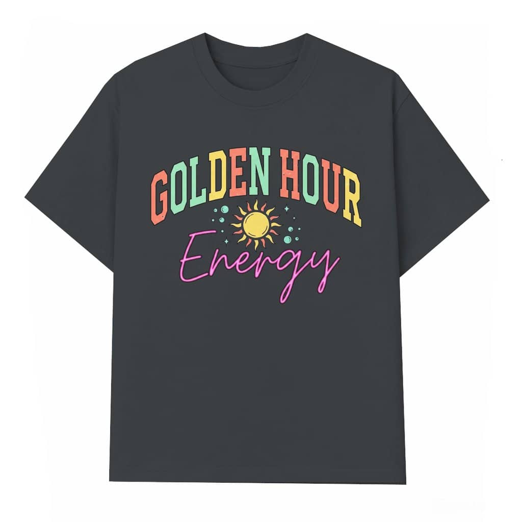 Golden Hour Energy Retro Sunset T-Shirt - Summer Vibes Gift for Her